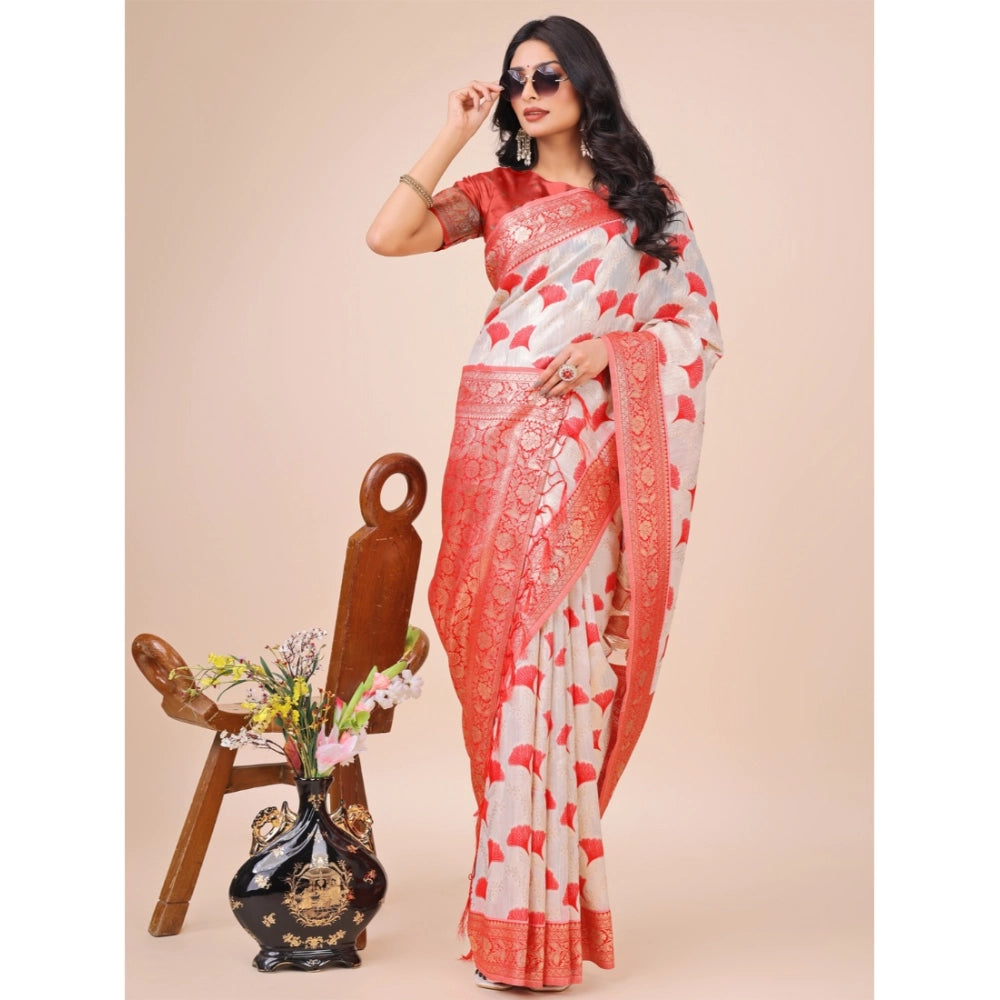 Adorable Women's Linen Cotton Printed Saree With Blouse Piece