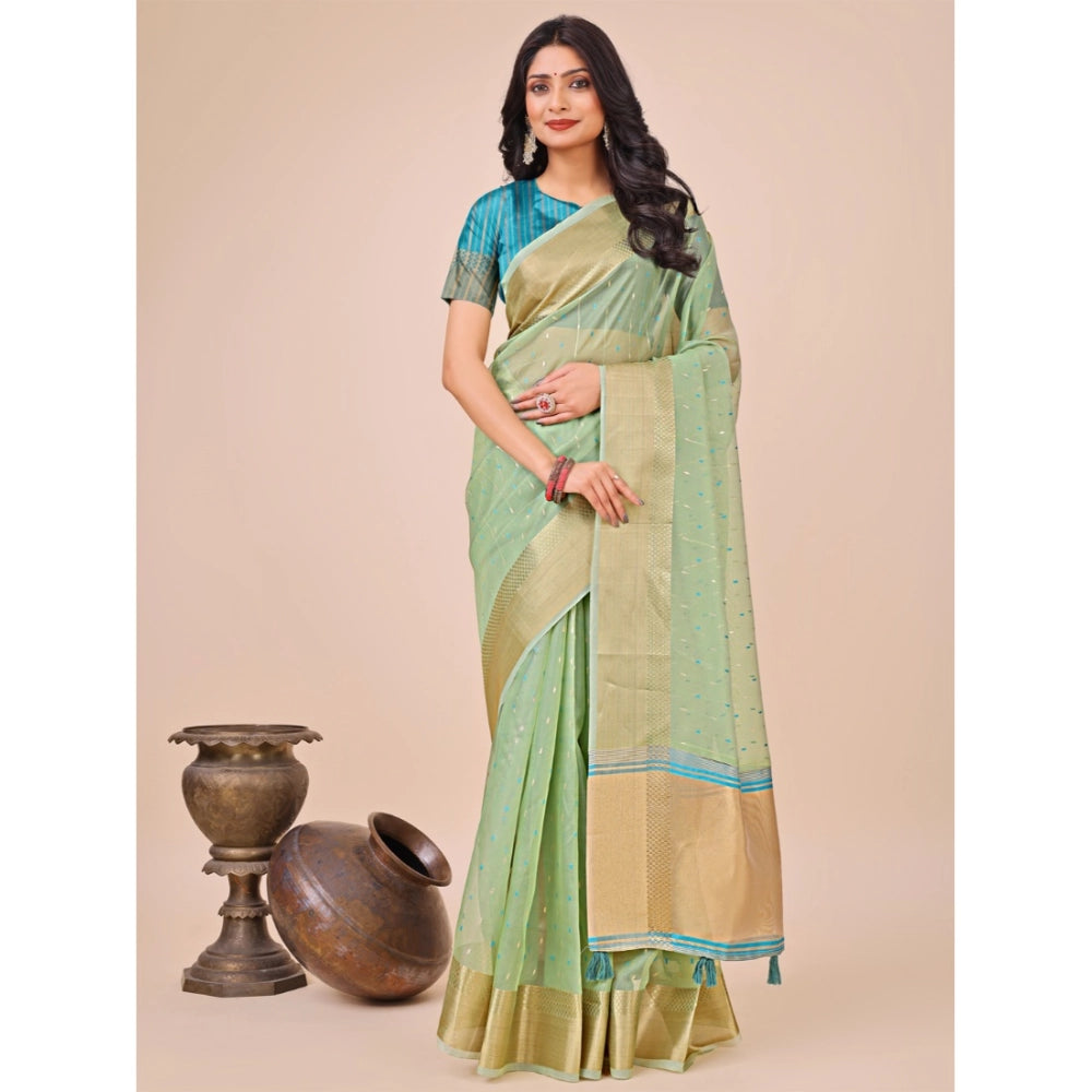 Beautiful Women's Organza Printed Saree With Blouse Piece