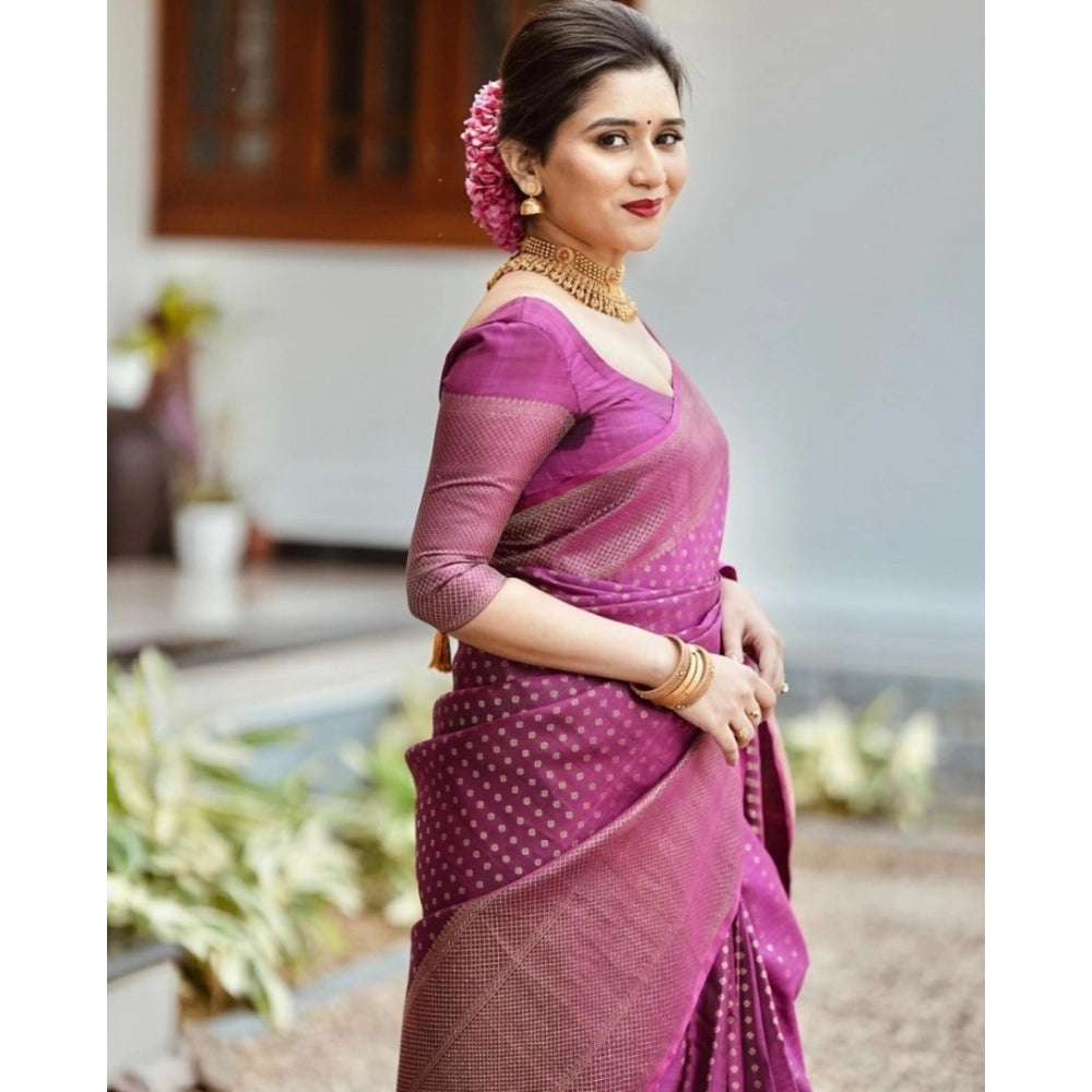 Elegant Women's Silk Printed Saree With Blouse Piece