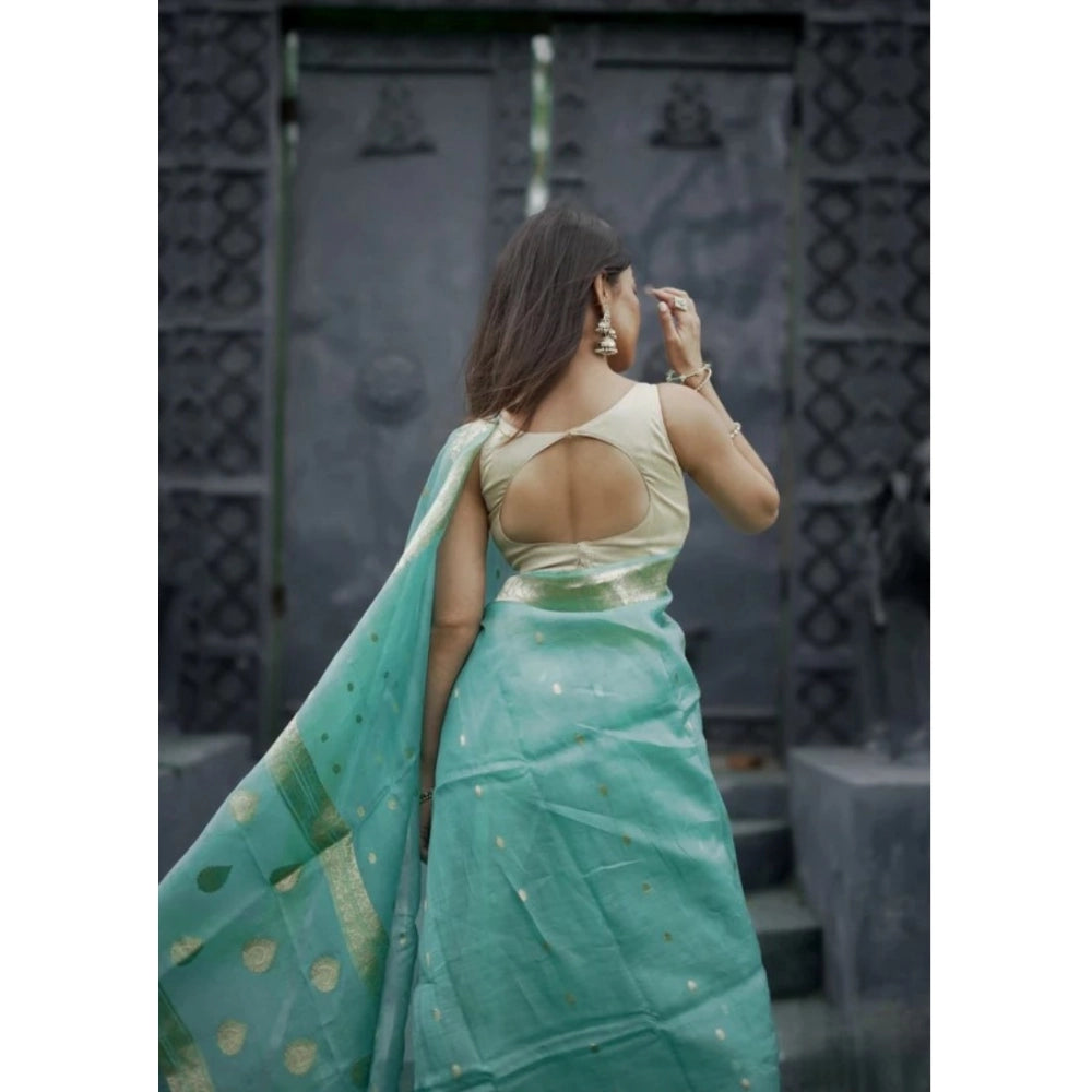 Stylish Women's Cotton Printed Saree With Blouse Piece