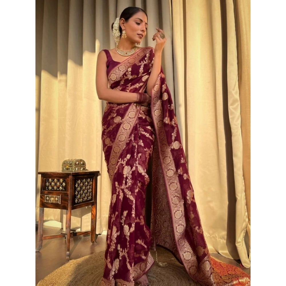 Voguish Women's Silk Printed Saree With Blouse Piece