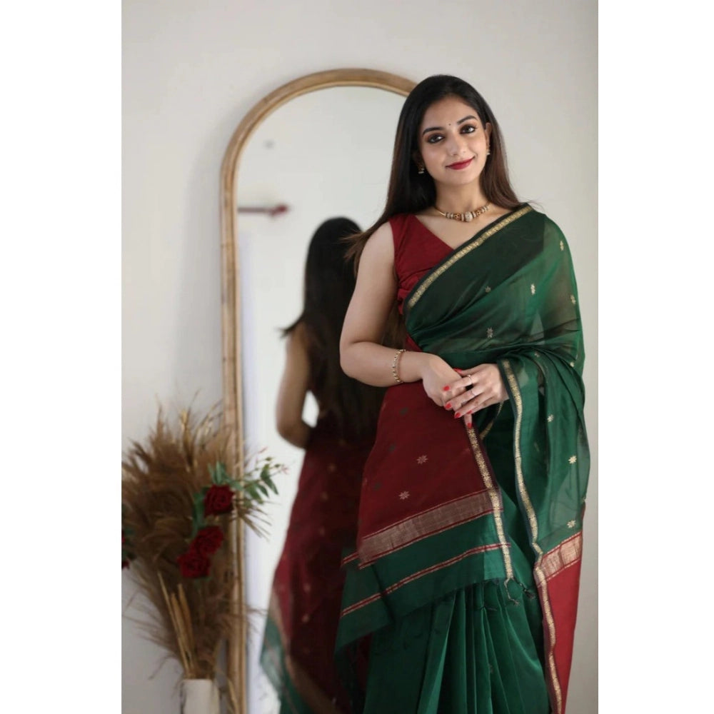 Sensational Women's Cotton Printed Saree With Blouse Piece