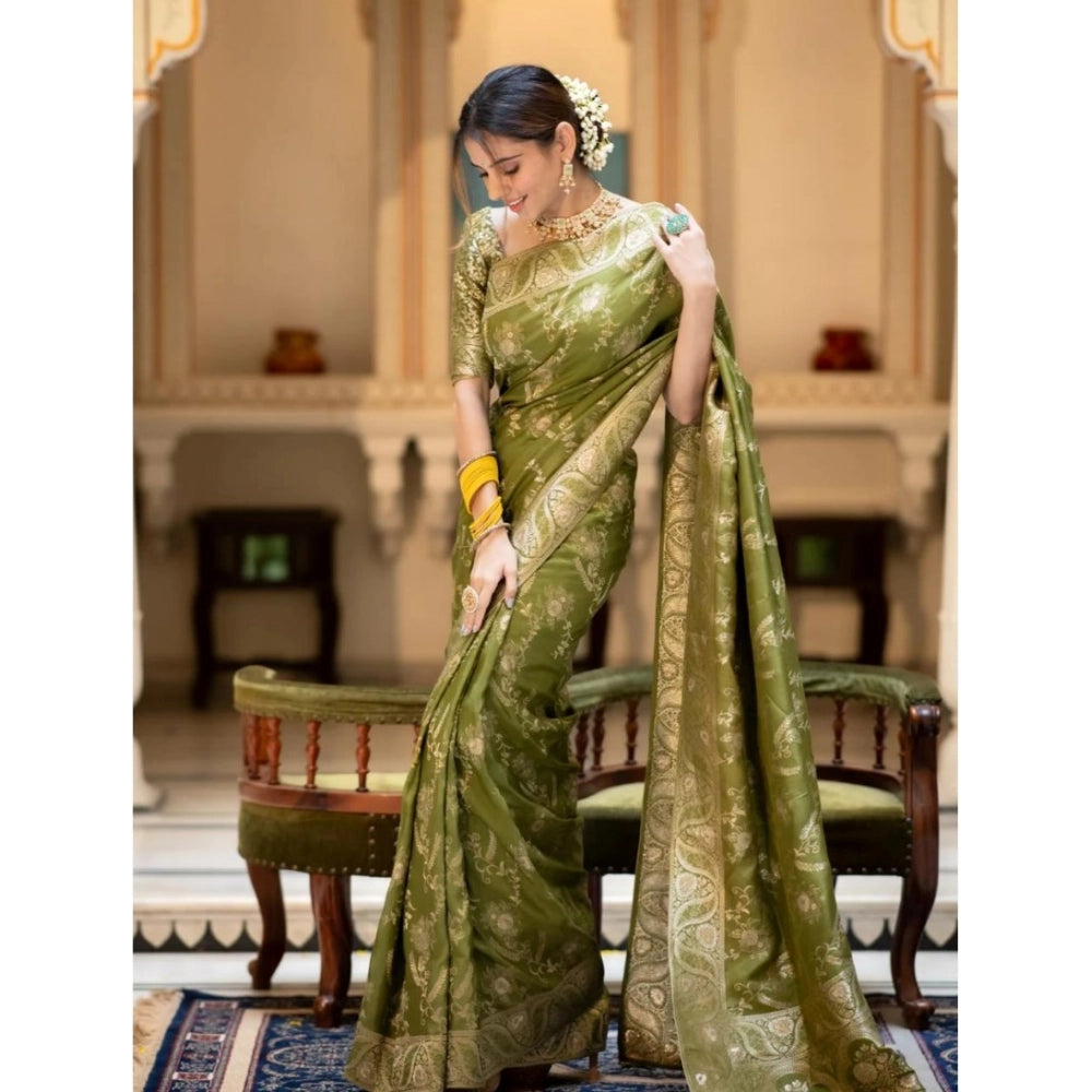 Magnificent Women's Silk Printed Saree With Blouse Piece