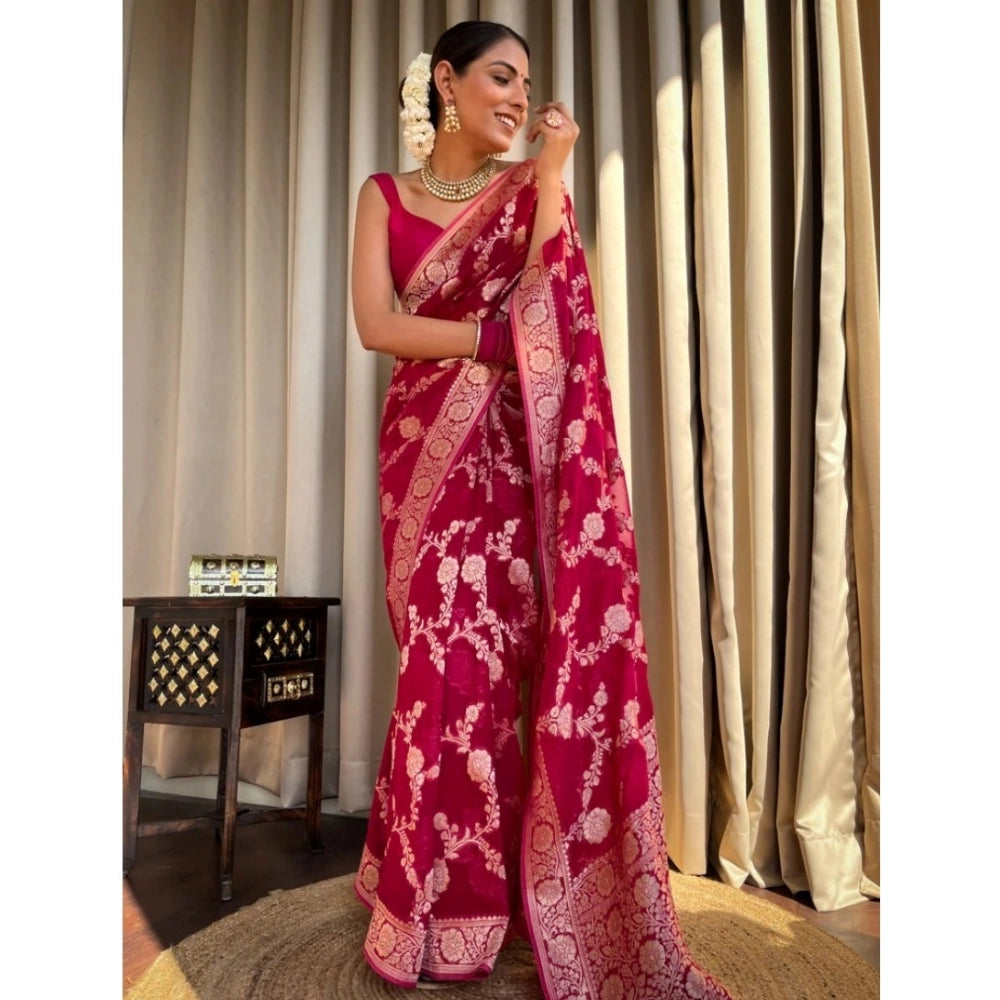 Voguish Women's Silk Printed Saree With Blouse Piece