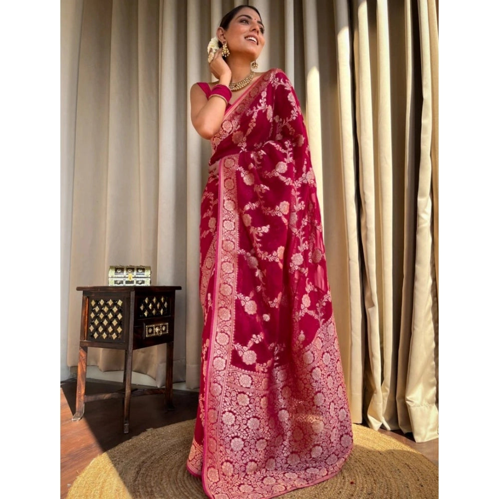 Voguish Women's Silk Printed Saree With Blouse Piece