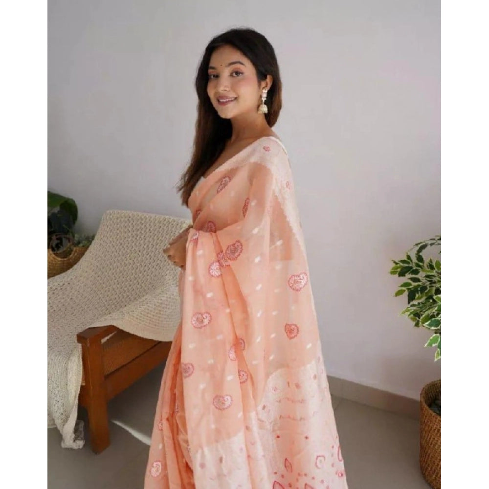 Alluring Women's Cotton Printed Saree With Blouse Piece