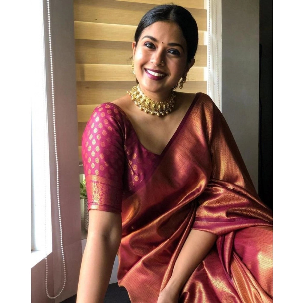 Voguish Women's Silk Printed Saree With Blouse Piece