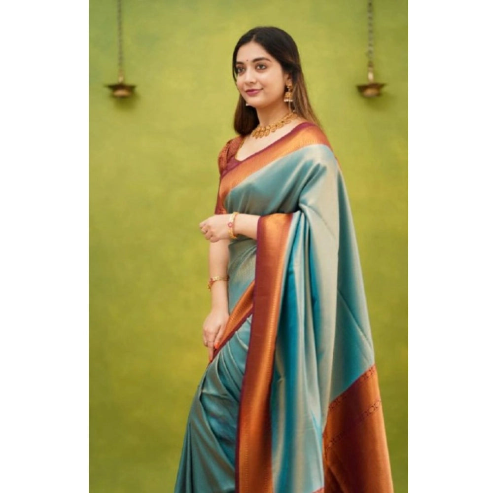 Magnificent Women's Silk Printed Saree With Blouse Piece