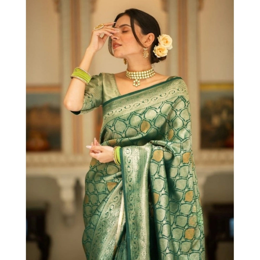 Elegant Women's Silk Printed Saree With Blouse Piece