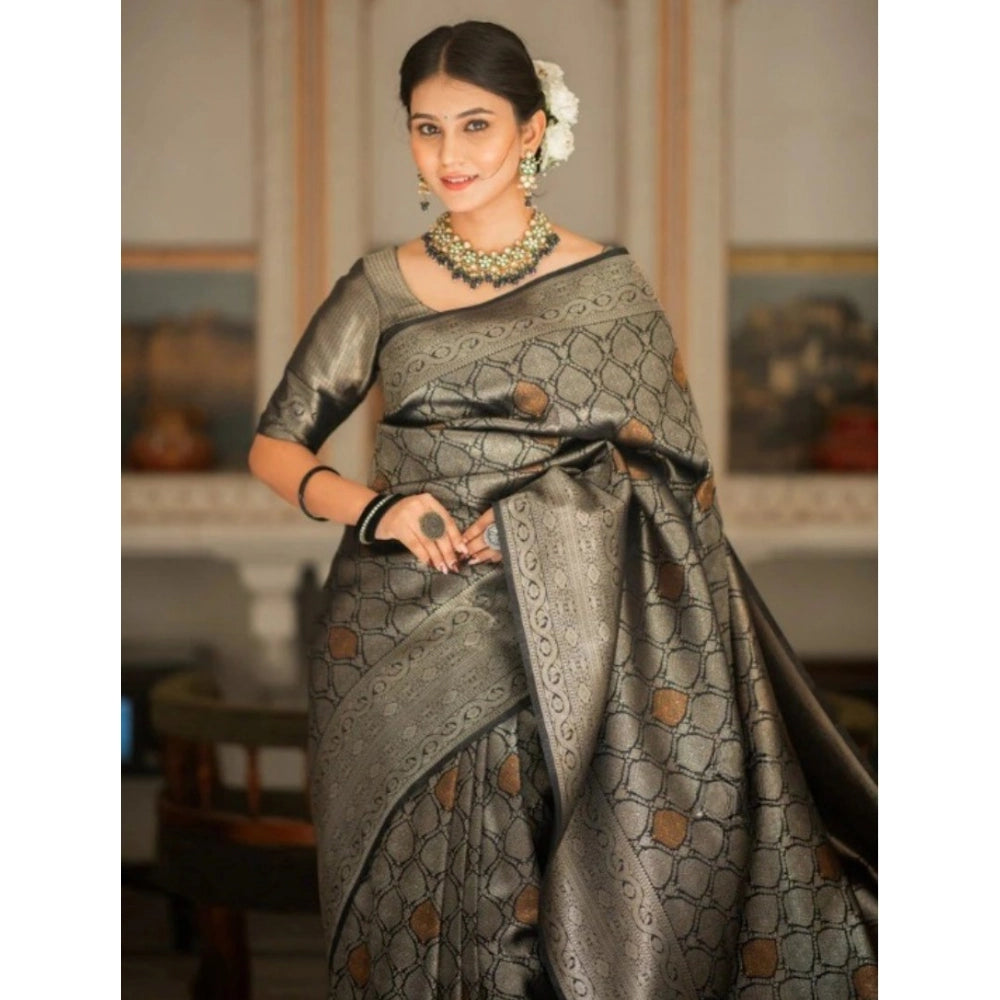 Elegant Women's Silk Printed Saree With Blouse Piece