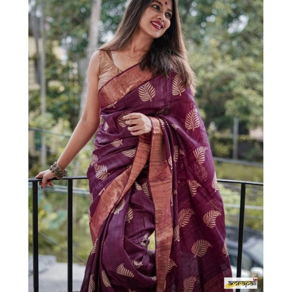 Elegant Women's Silk Printed Saree With Blouse Piece