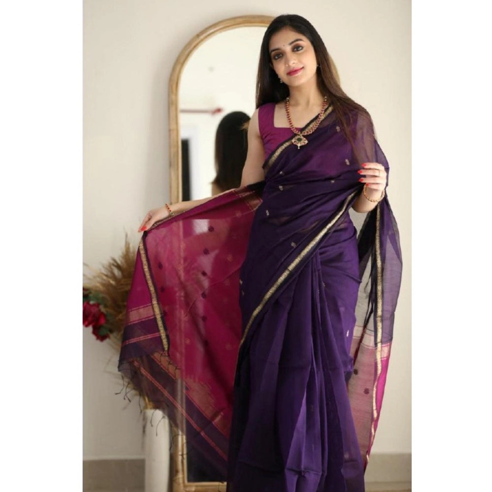 Sensational Women's Cotton Printed Saree With Blouse Piece