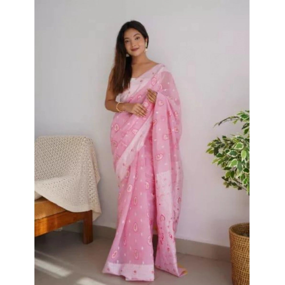 Alluring Women's Cotton Printed Saree With Blouse Piece
