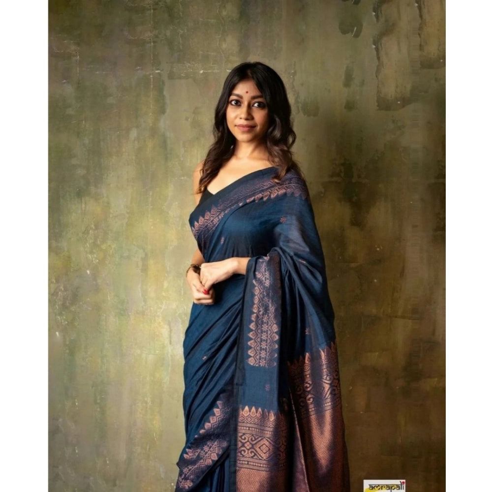 Elegant Women's Silk Printed Saree With Blouse Piece
