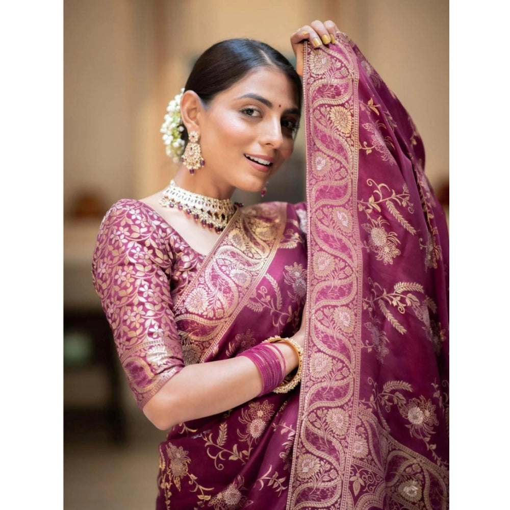 Magnificent Women's Silk Printed Saree With Blouse Piece