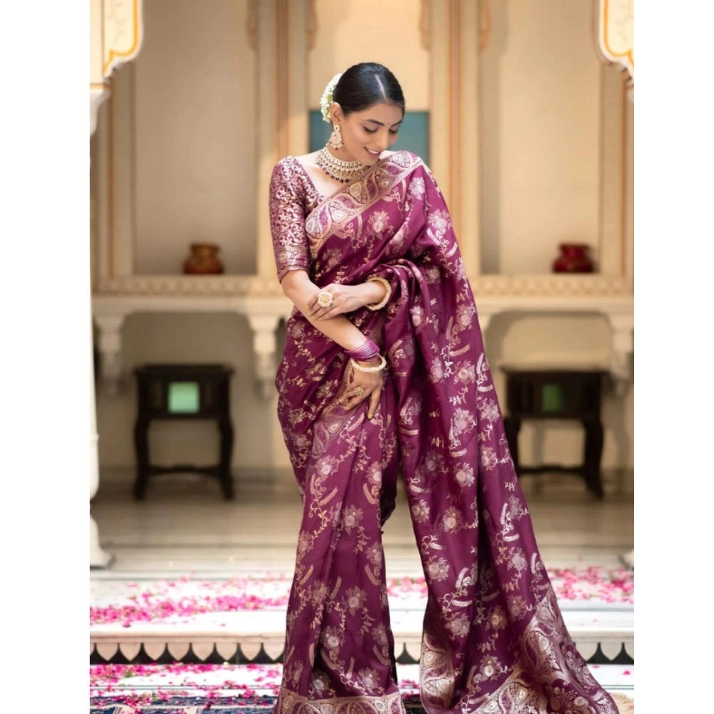 Magnificent Women's Silk Printed Saree With Blouse Piece