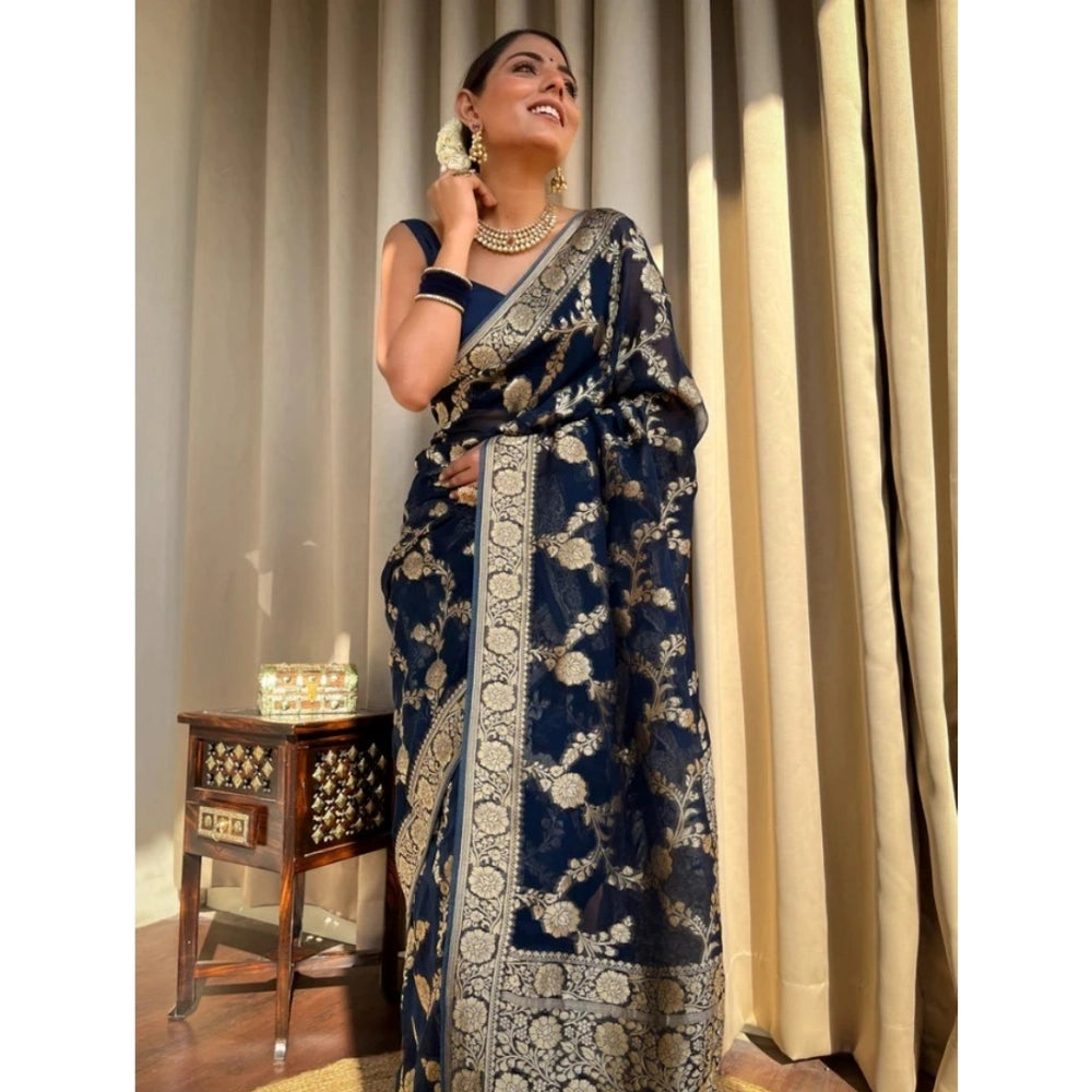 Voguish Women's Silk Printed Saree With Blouse Piece
