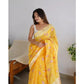 Alluring Women's Cotton Printed Saree With Blouse Piece