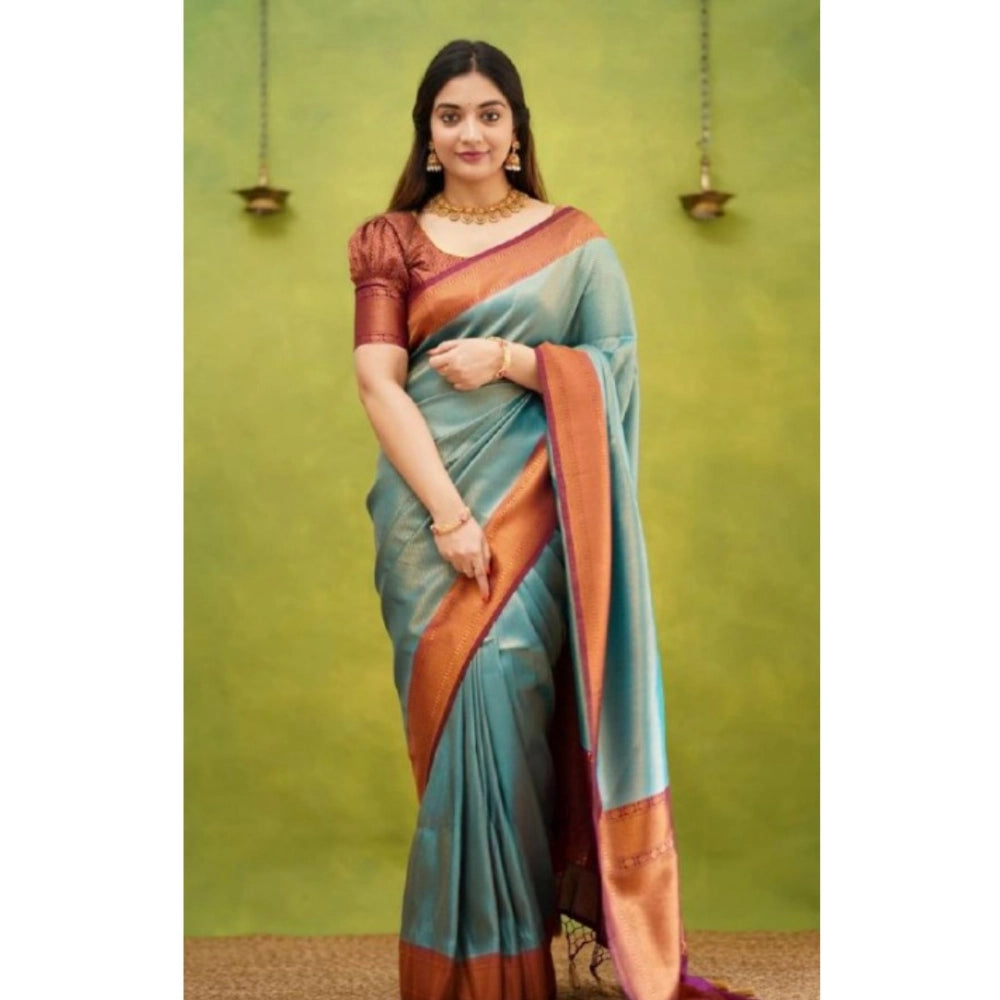 Magnificent Women's Silk Printed Saree With Blouse Piece