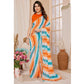 Sizzling Women's Small Lace Georgette Striped Ready to Wear Saree With Blouse Piece