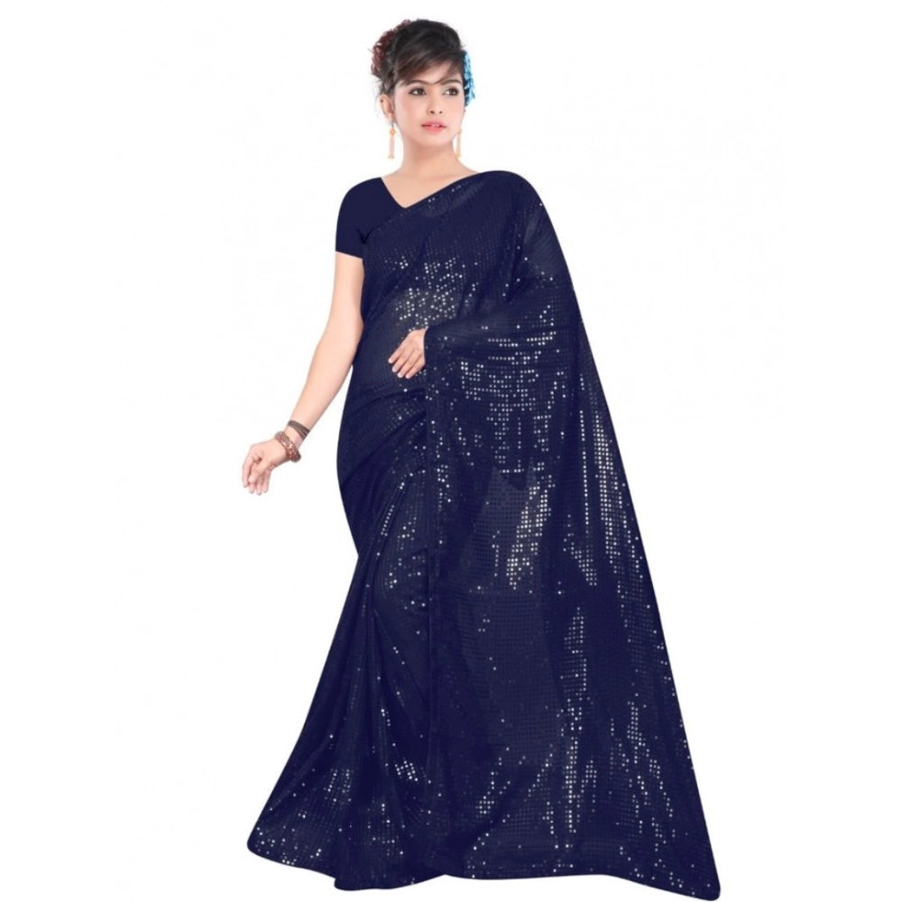 Awesome Women's Georgette Embellished Sequnece Bollywood Saree With Blouse Piece