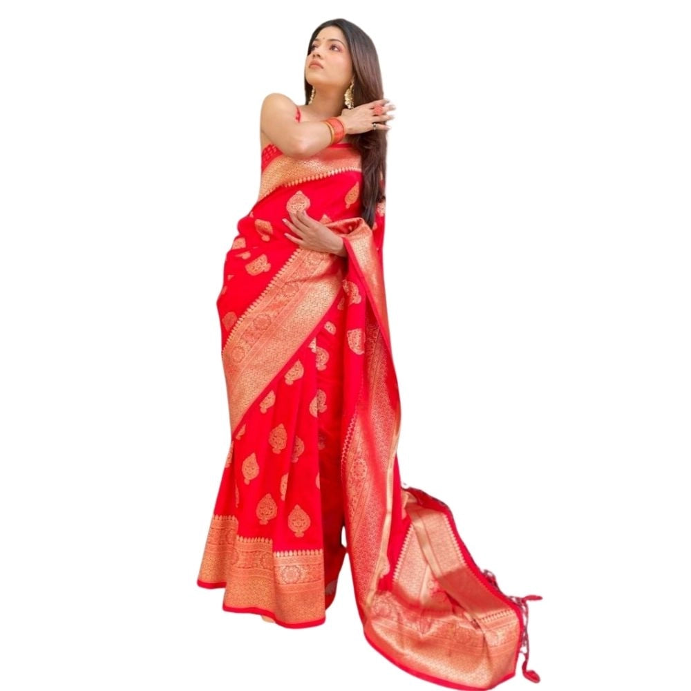 Voguish Women's Silk Printed Saree With Blouse Piece