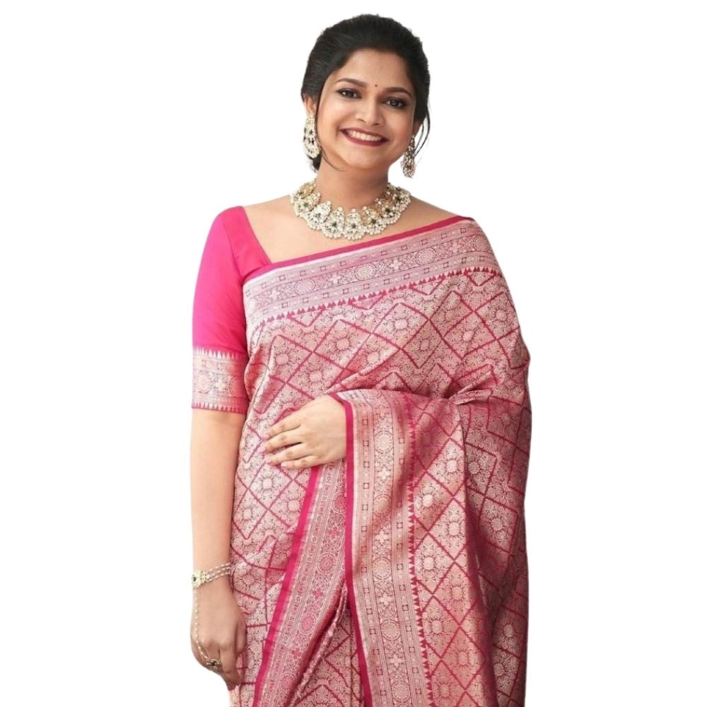 Voguish Women's Silk Printed Saree With Blouse Piece