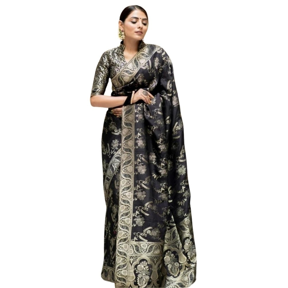 Magnificent Women's Silk Printed Saree With Blouse Piece