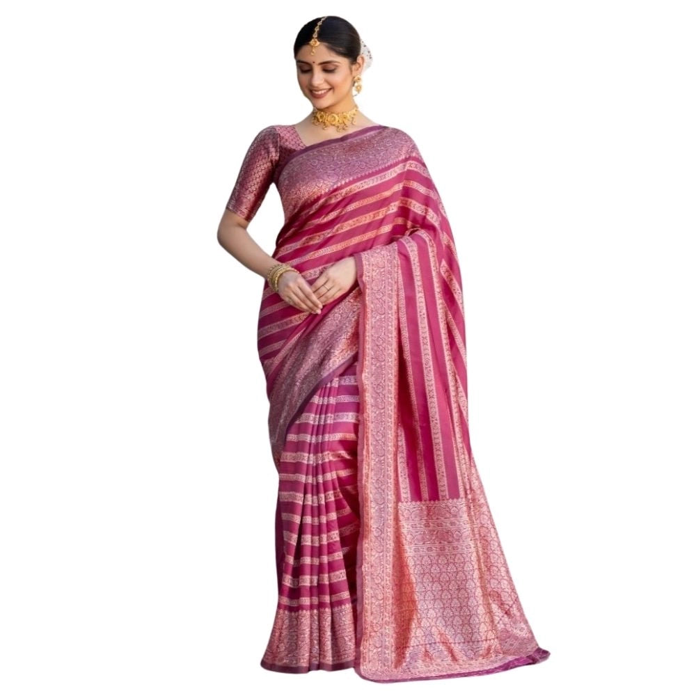 Voguish Women's Silk Printed Saree With Blouse Piece