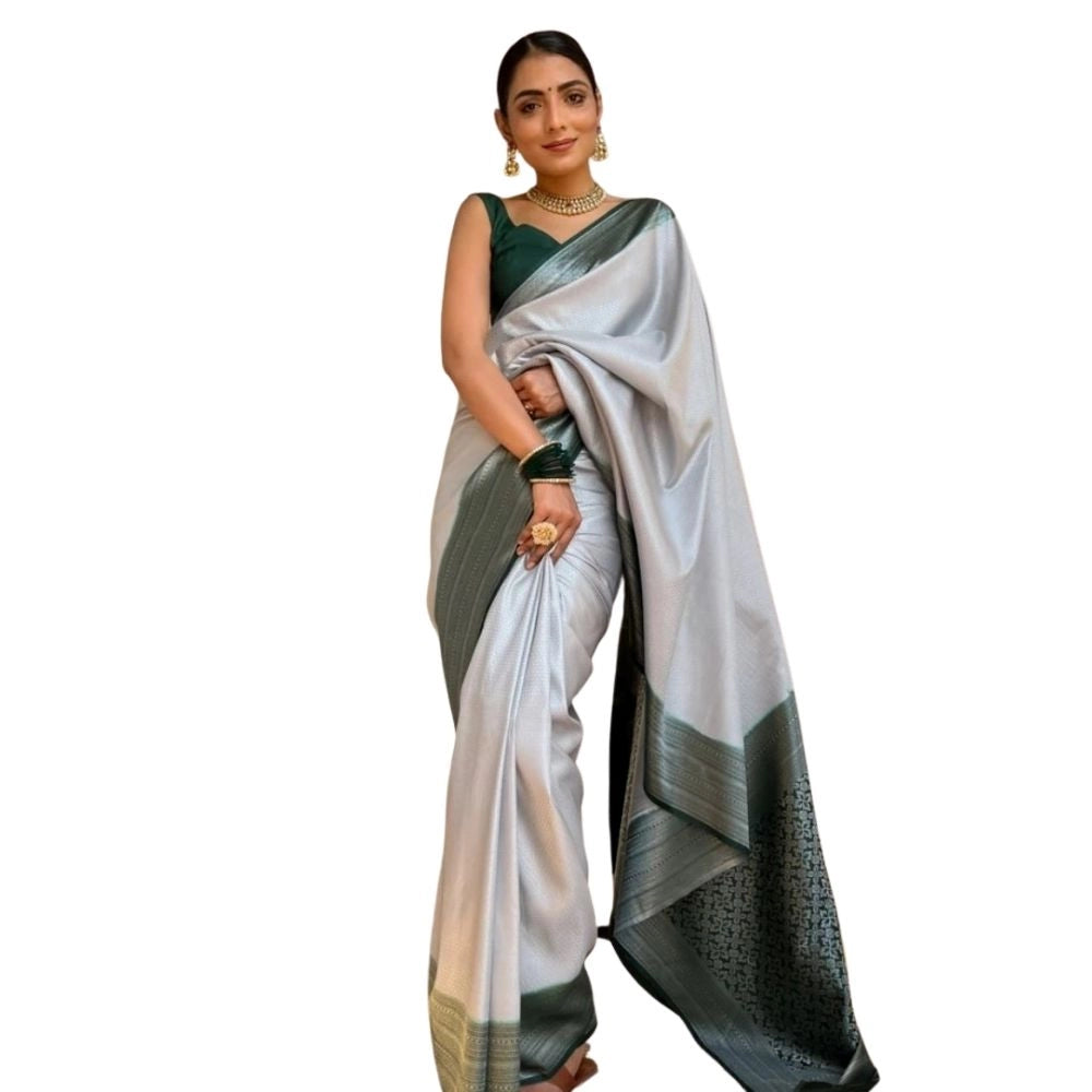 Lovely Women's Silk Printed Saree With Blouse Piece
