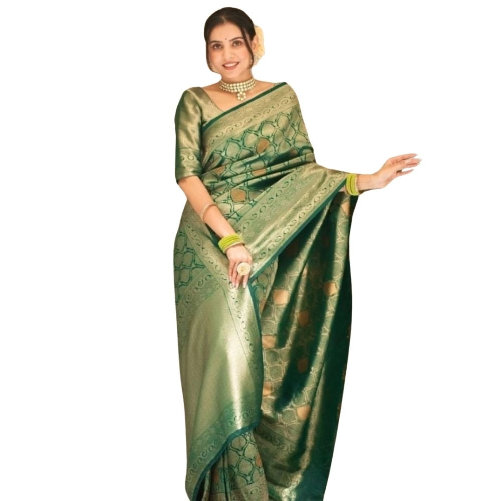 Elegant Women's Silk Printed Saree With Blouse Piece