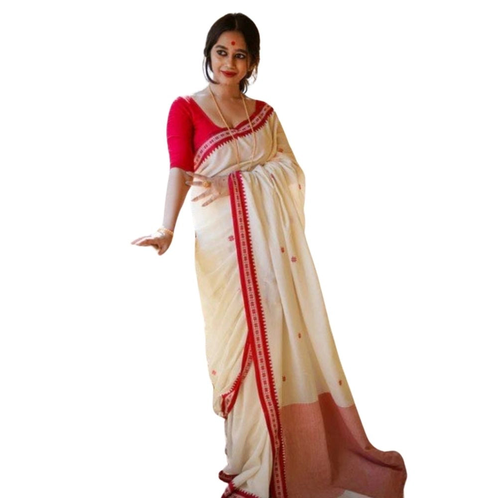 Stylish Women's Cotton Printed Saree With Blouse Piece