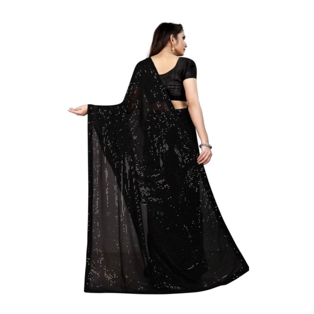 Awesome Women's Georgette Embellished Sequnece Bollywood Saree With Blouse Piece