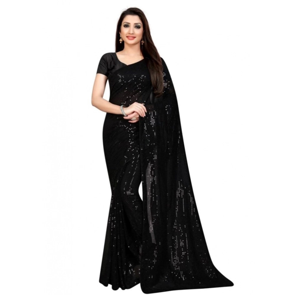 Awesome Women's Georgette Embellished Sequnece Bollywood Saree With Blouse Piece