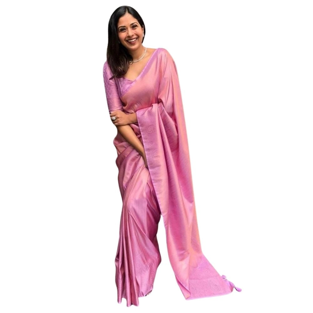 Voguish Women's Silk Printed Saree With Blouse Piece