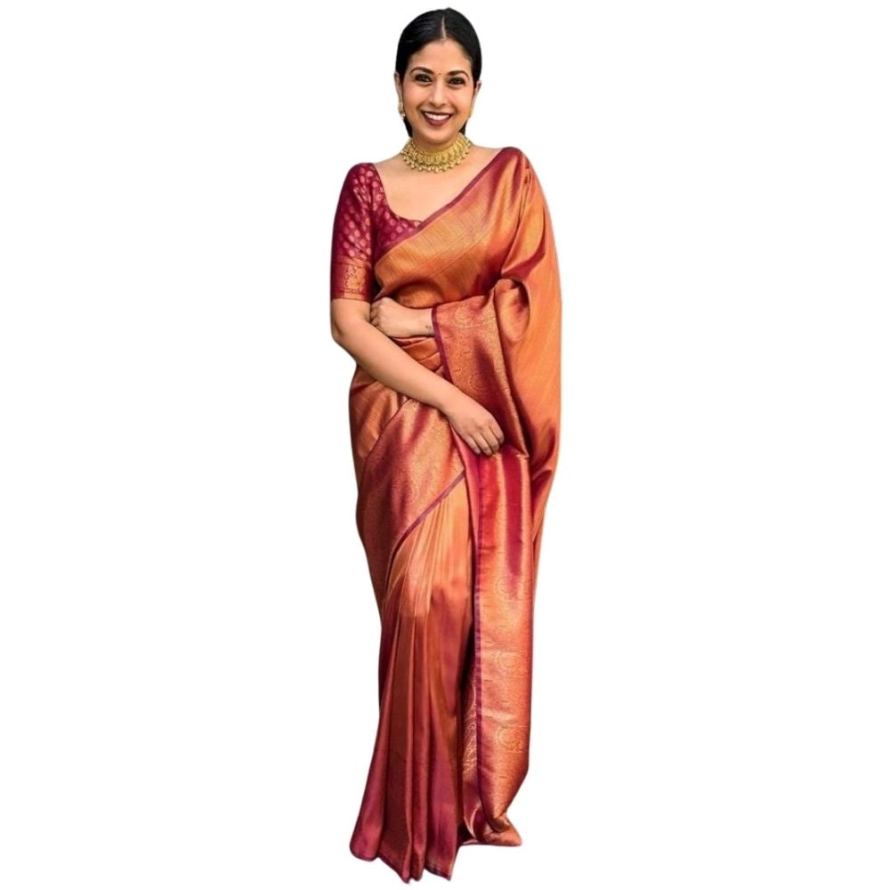 Voguish Women's Silk Printed Saree With Blouse Piece