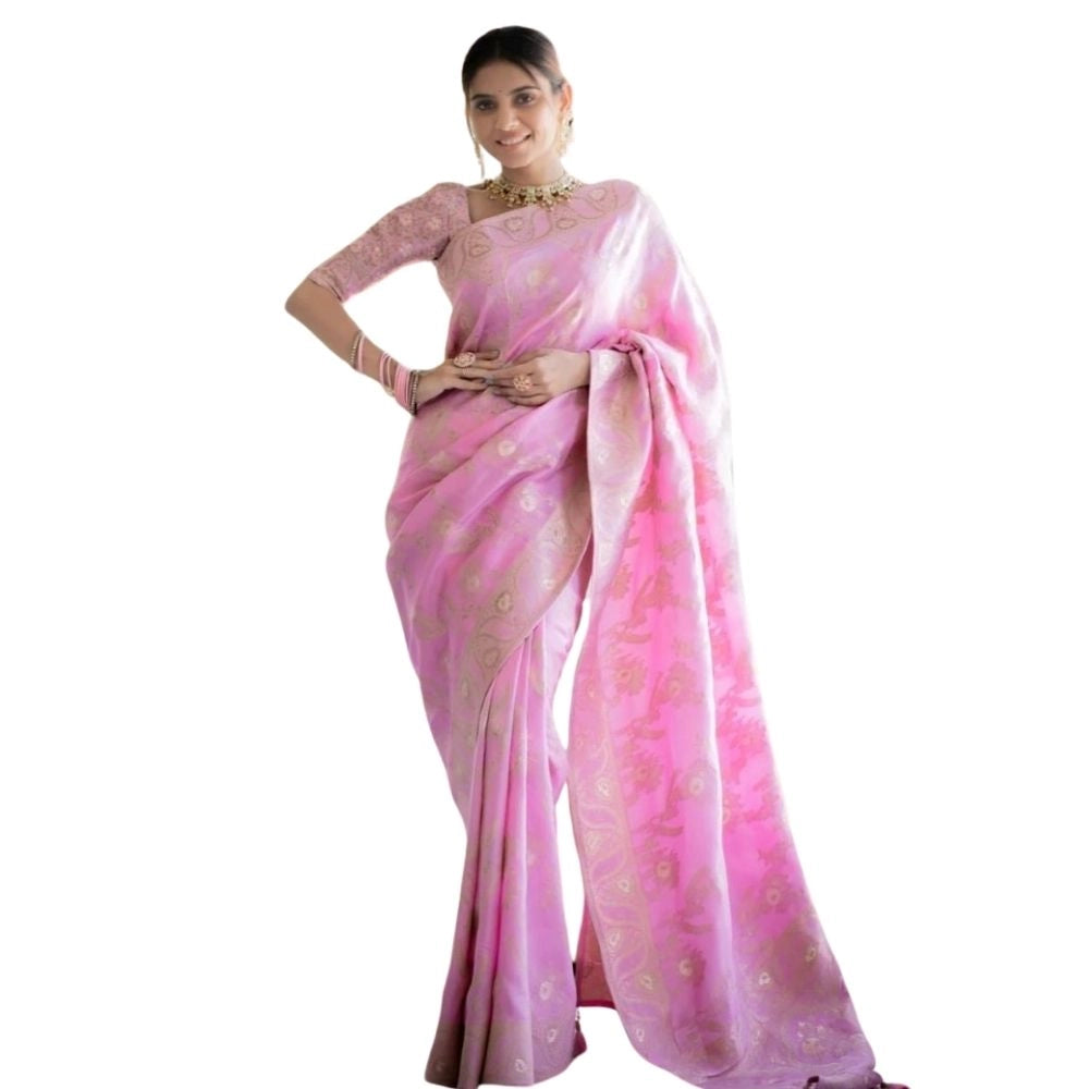 Magnificent Women's Silk Printed Saree With Blouse Piece