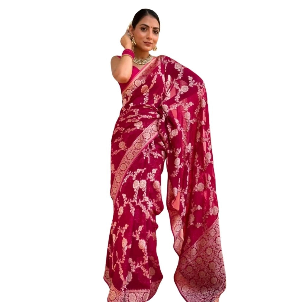 Voguish Women's Silk Printed Saree With Blouse Piece