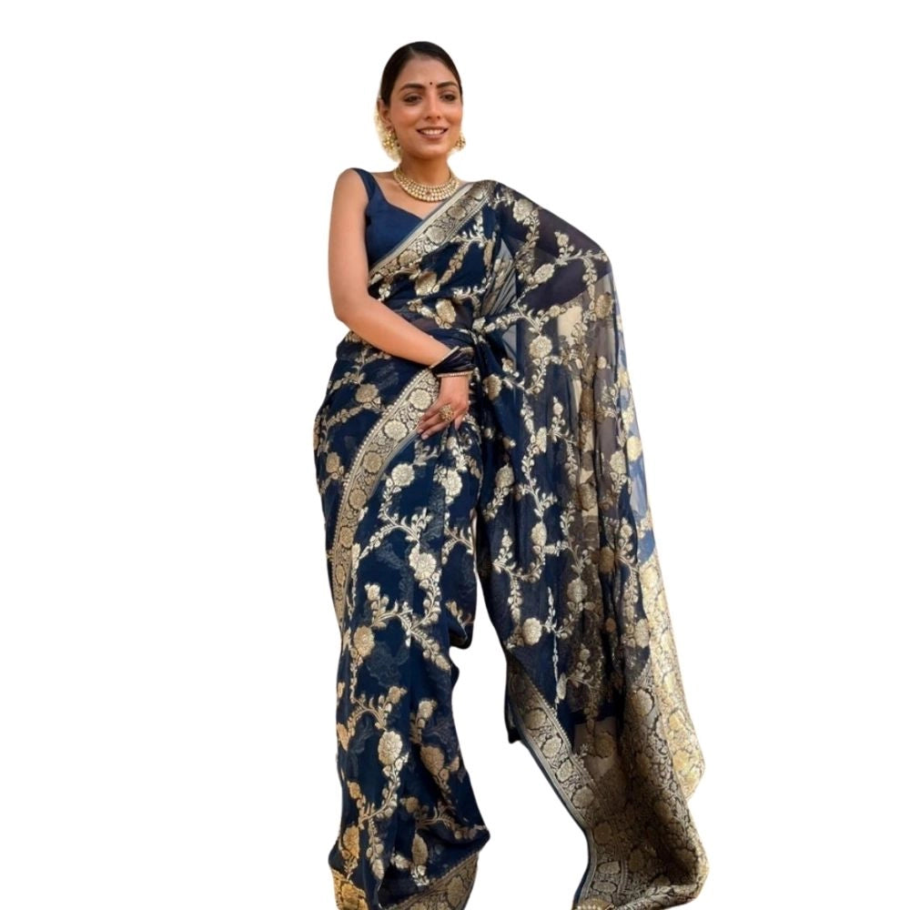 Voguish Women's Silk Printed Saree With Blouse Piece