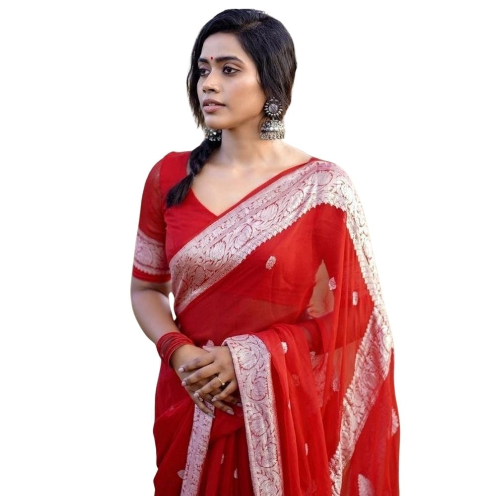 Sensational Women's Cotton Printed Saree With Blouse Piece