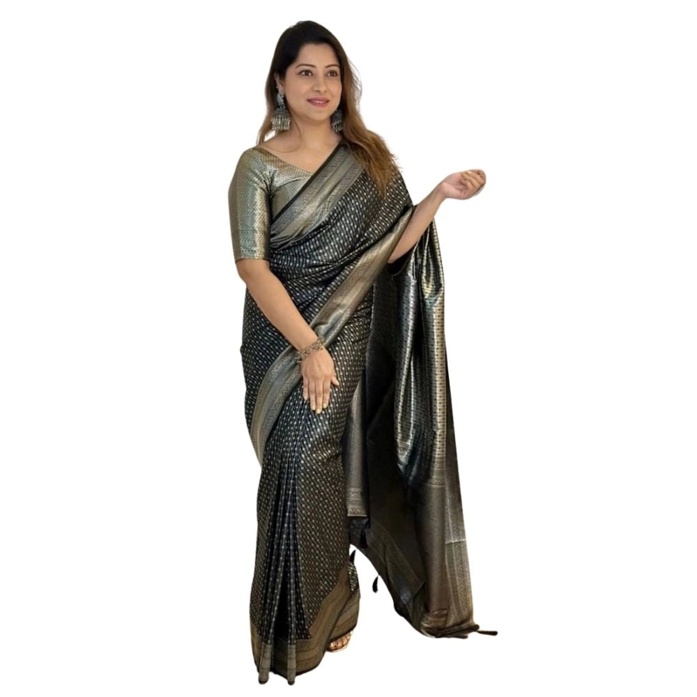 Gorgeous Women's Silk Printed Saree With Blouse Piece