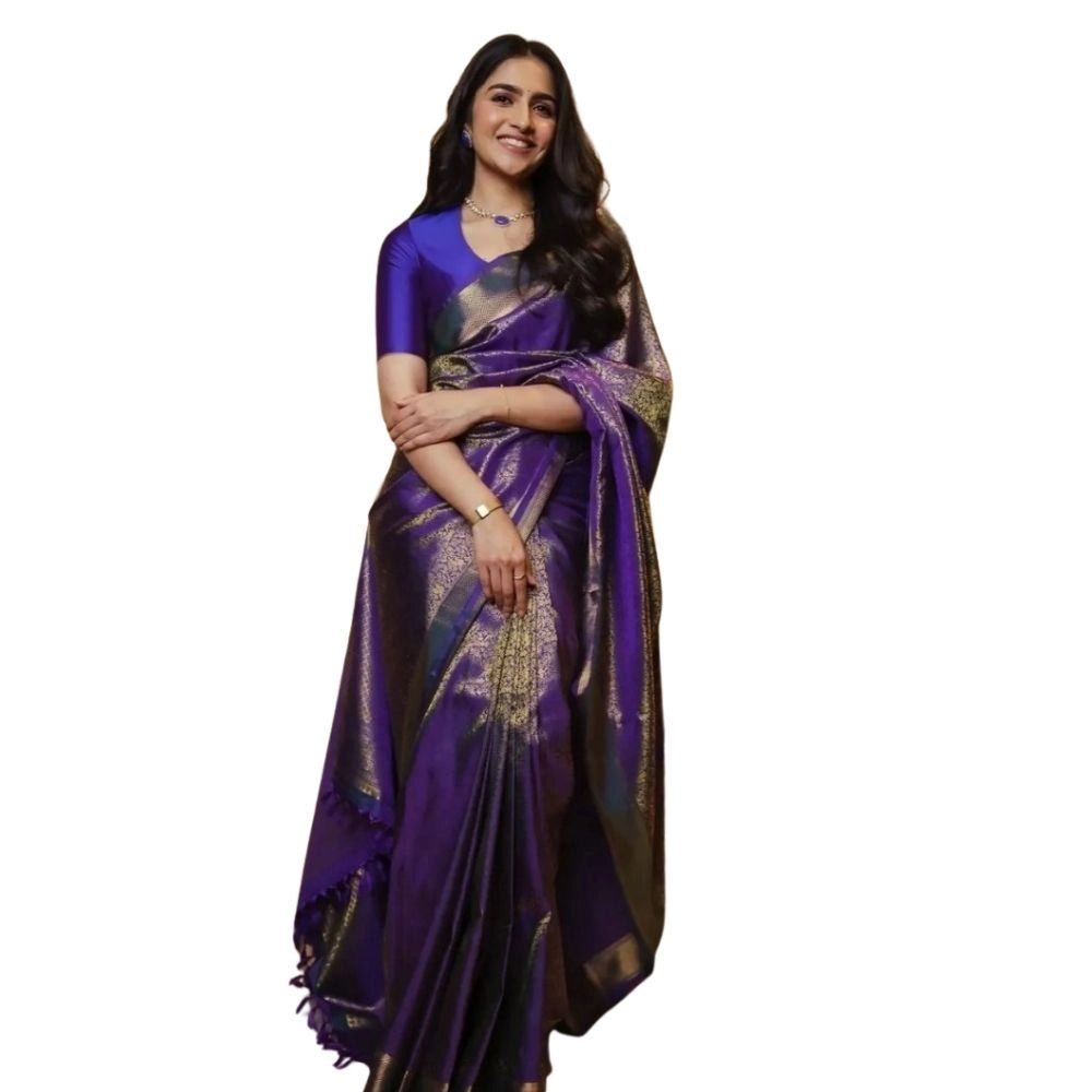 Gorgeous Women's Silk Printed Saree With Blouse Piece