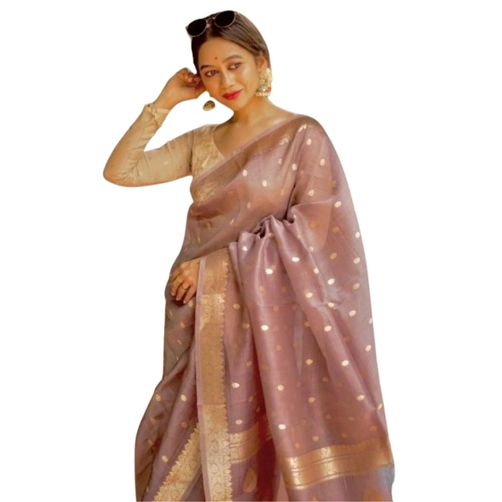 Stylish Women's Cotton Printed Saree With Blouse Piece