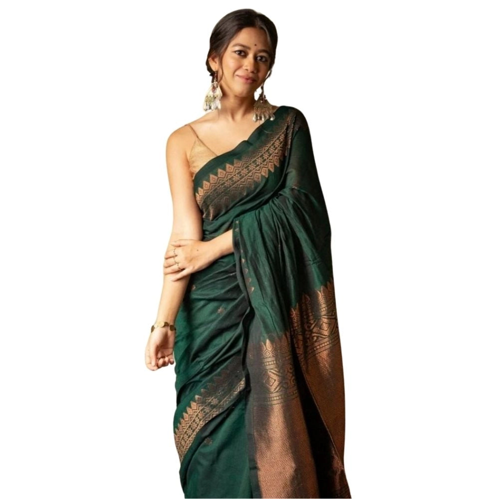 Elegant Women's Silk Printed Saree With Blouse Piece