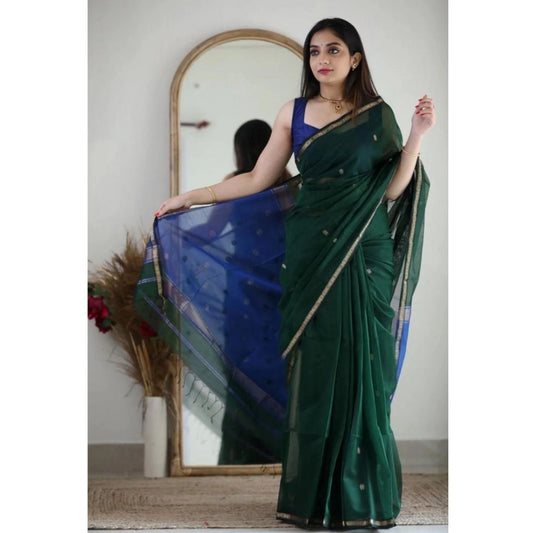 Sensational Women's Cotton Printed Saree With Blouse Piece