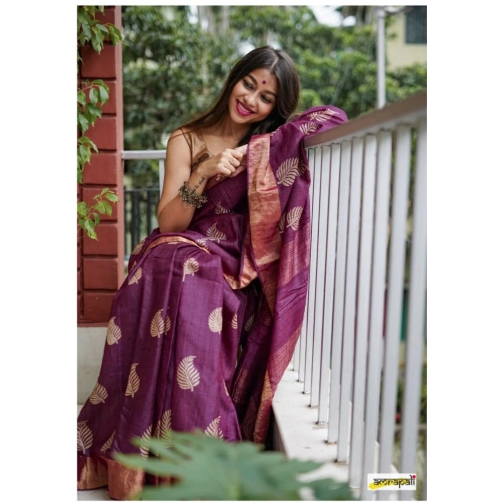 Elegant Women's Silk Printed Saree With Blouse Piece