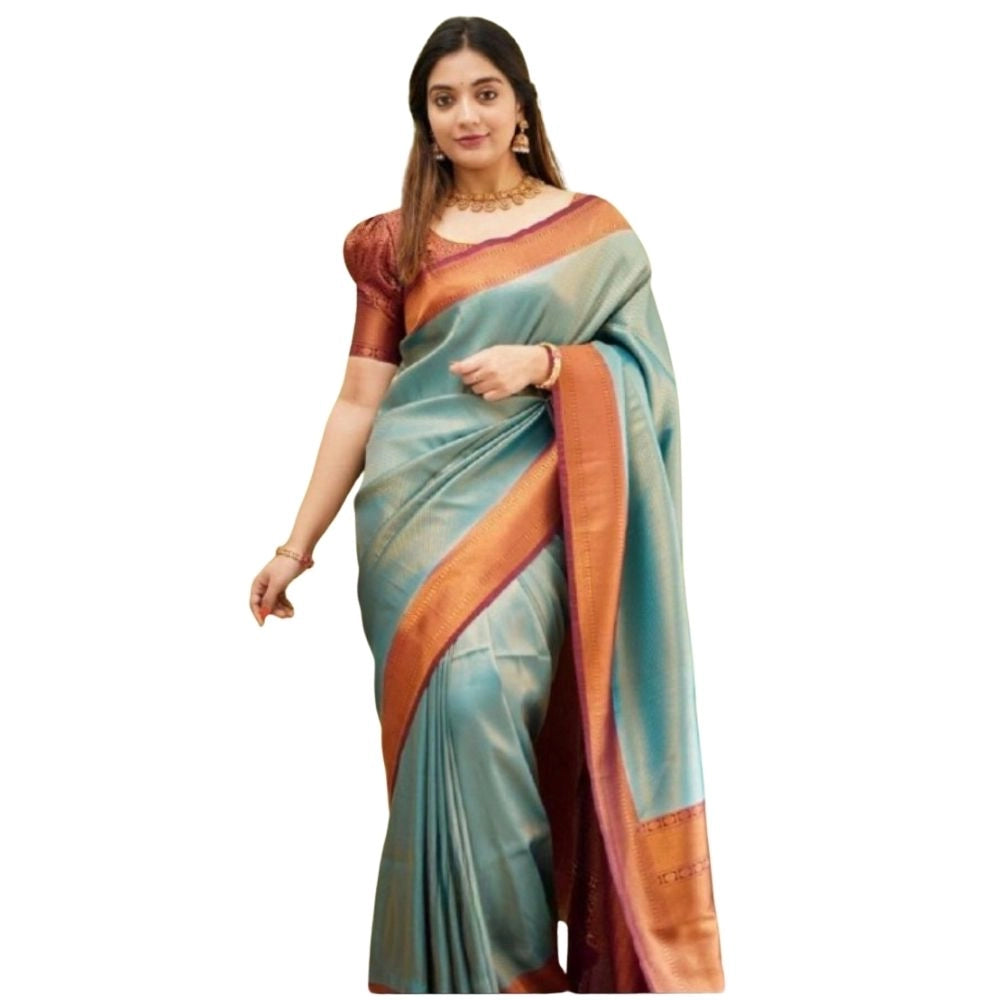 Magnificent Women's Silk Printed Saree With Blouse Piece