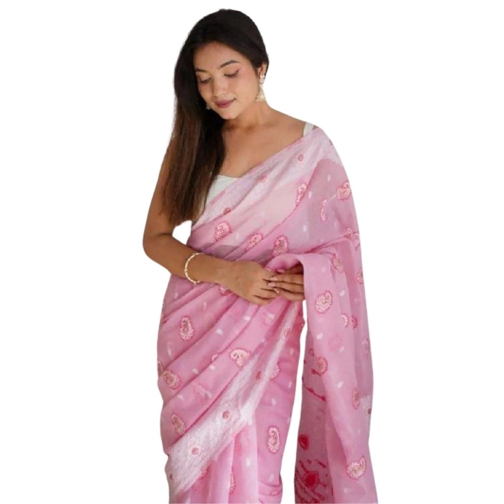 Alluring Women's Cotton Printed Saree With Blouse Piece