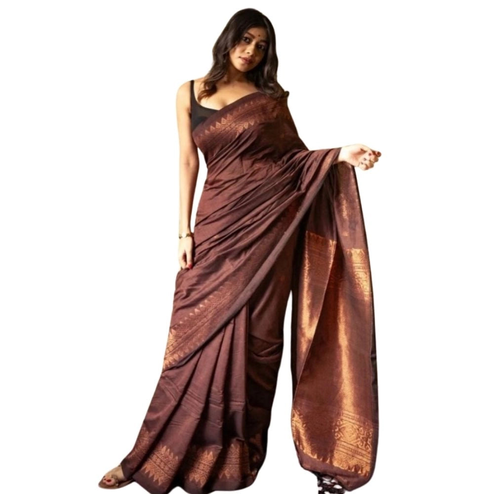 Elegant Women's Silk Printed Saree With Blouse Piece