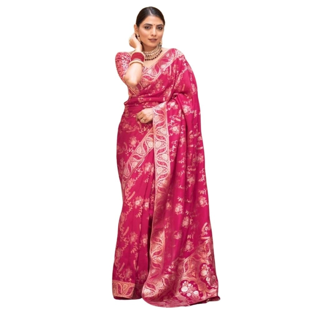 Magnificent Women's Silk Printed Saree With Blouse Piece